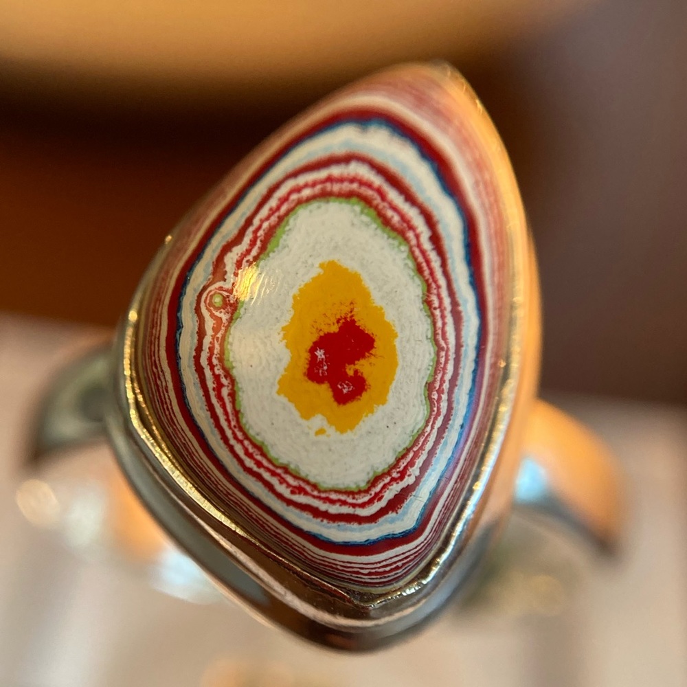 Fordite Sterling silver ring